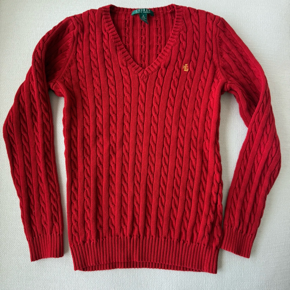 Red Cable Knit Sweater